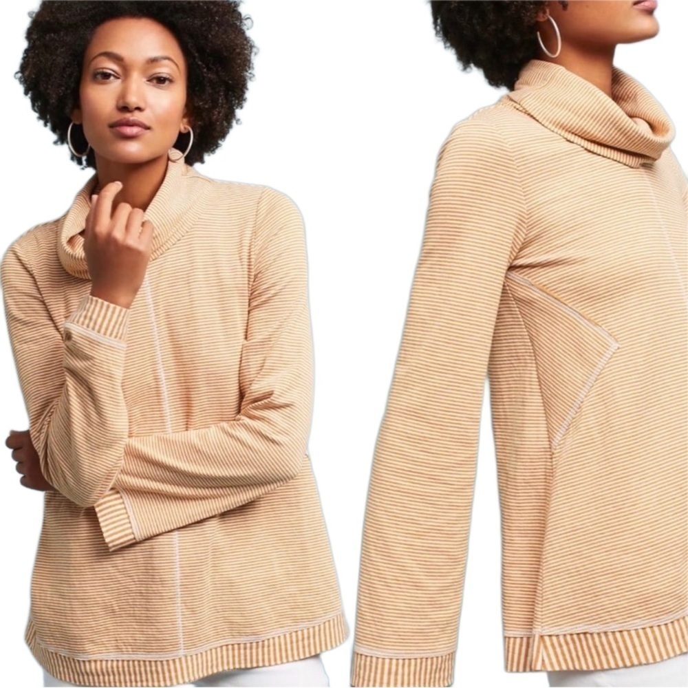 Maeve by Anthropologie Tai Cowl Neck Pullover Sweater Size XS Yellow Striped